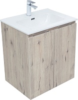 Aquanet Тумба с раковиной Алвита New 60 2 дверцы подвесная дуб веллингтон белый